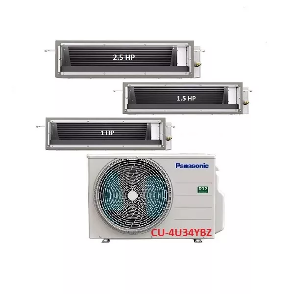 Máy Lạnh Multi Panasonic Inverter 1 Dàn Nóng 4 Hp + 3 Dàn Lạnh Nối Ống Gió 1 Hp-1.5 Hp-2.5 Hp